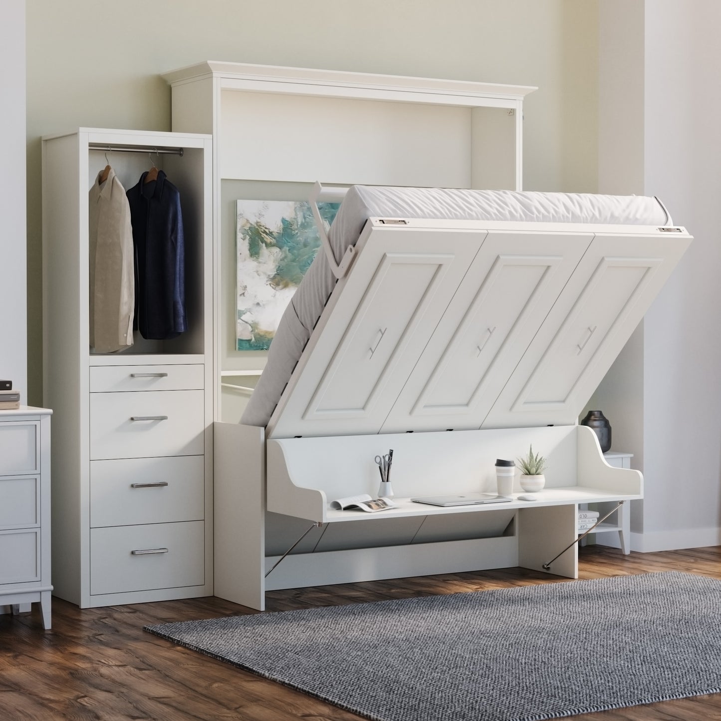 Alegra Queen Murphy Bed with Desk and Single Side Tower