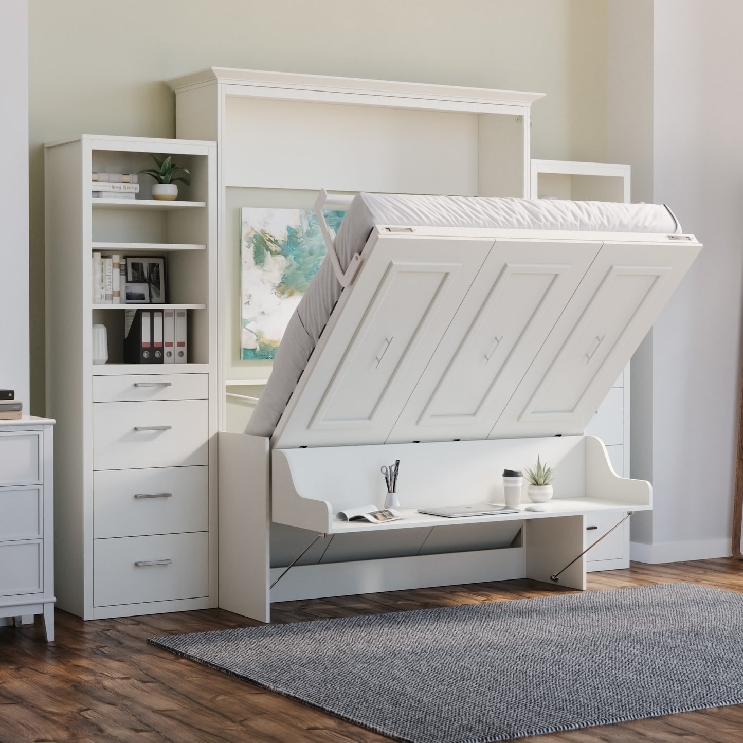 Alegra Queen Murphy Bed with Desk and Double Side Towers