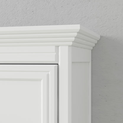 Adonis Queen Murphy Bed White with Double Side Towers