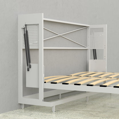 Adonis Queen Murphy Bed White with Double Side Towers