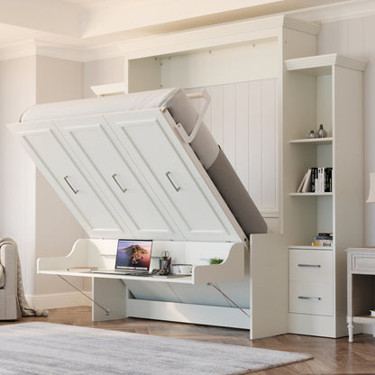 Aegis Queen Murphy Bed with Desk and Integrated Storage - USB Powered