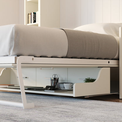 Aegis Queen Murphy Bed with Desk and Integrated Storage - USB Powered