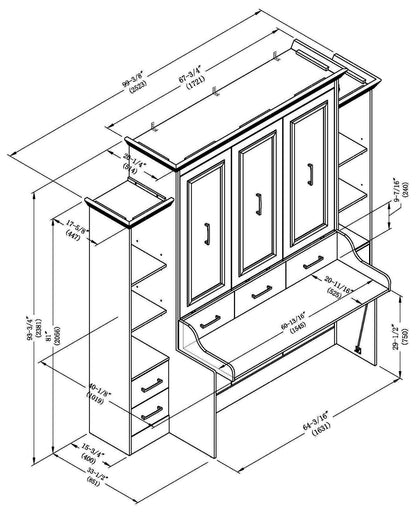 Aegis Queen Murphy Bed with Desk and Integrated Storage - USB Powered