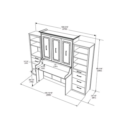 Alegra Full Murphy Bed with Desk and Double Side Towers