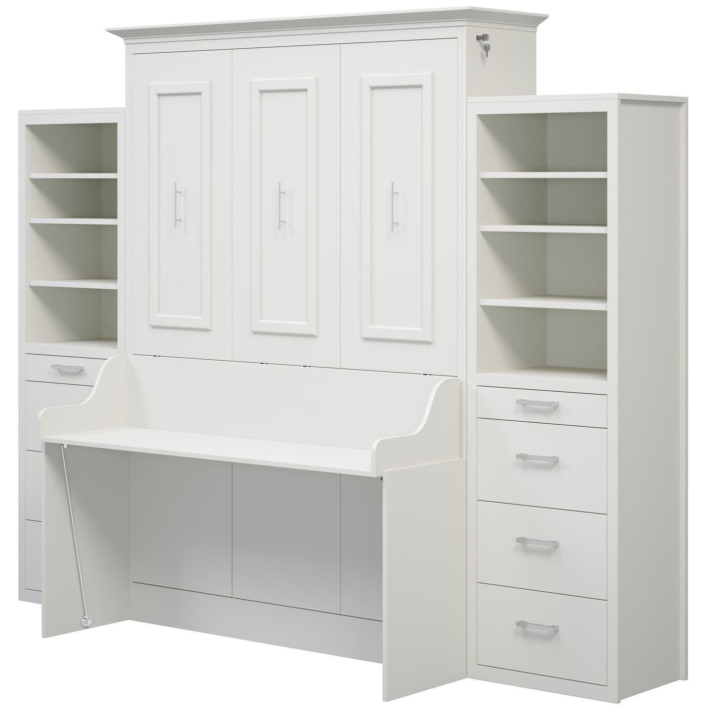 Alegra Full Murphy Bed with Desk and Double Side Towers