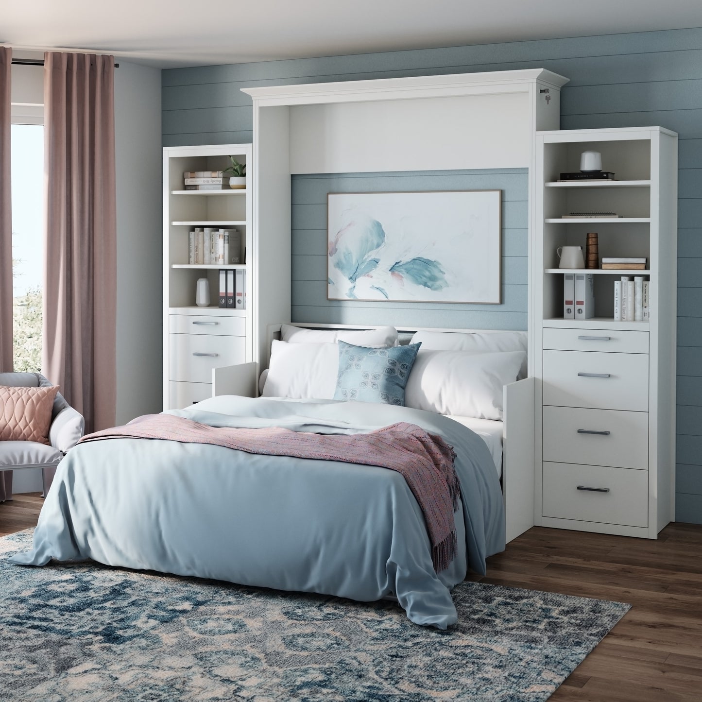Alegra Full Murphy Bed with Desk and Double Side Towers