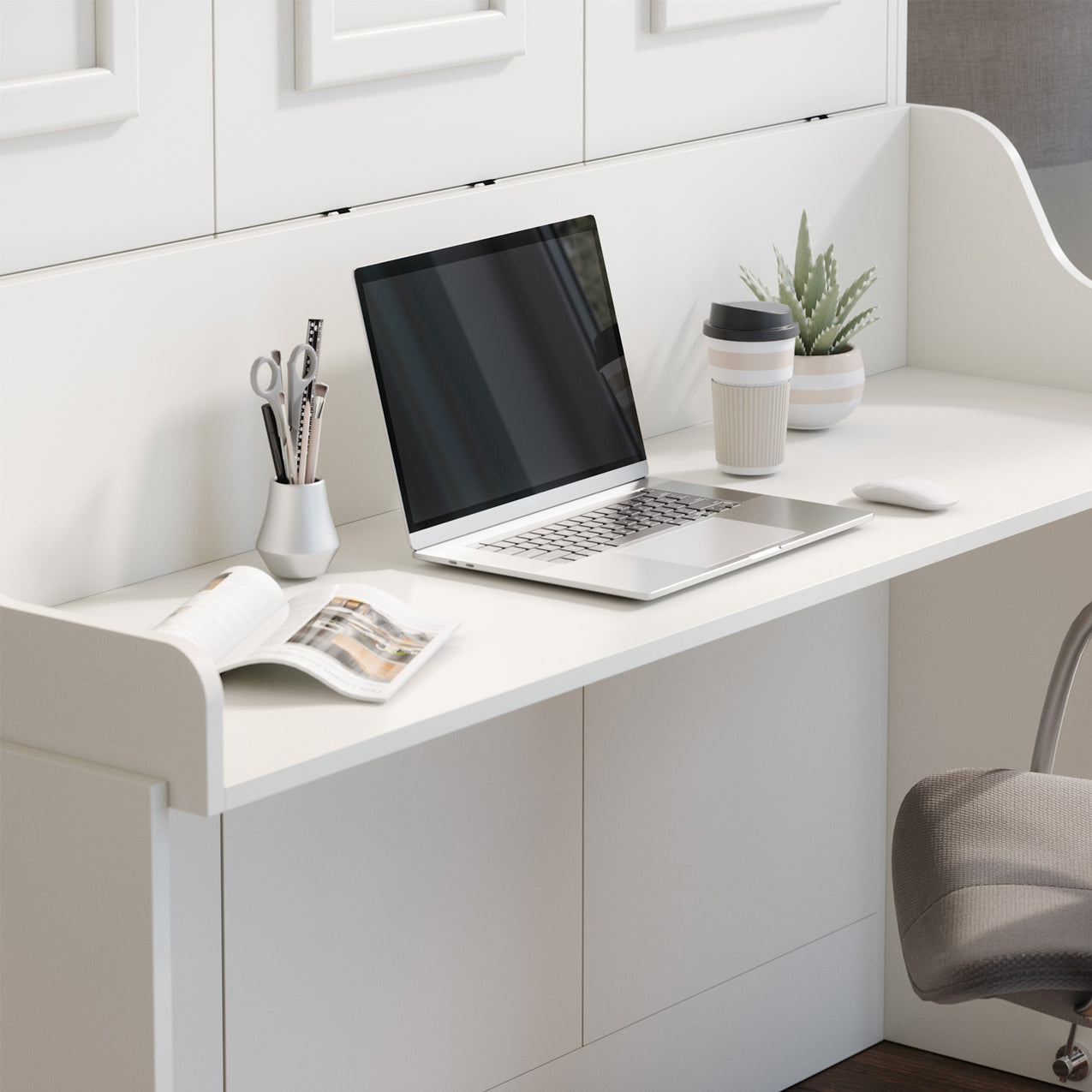 Alegra Full Murphy Bed with Desk and Double Side Towers