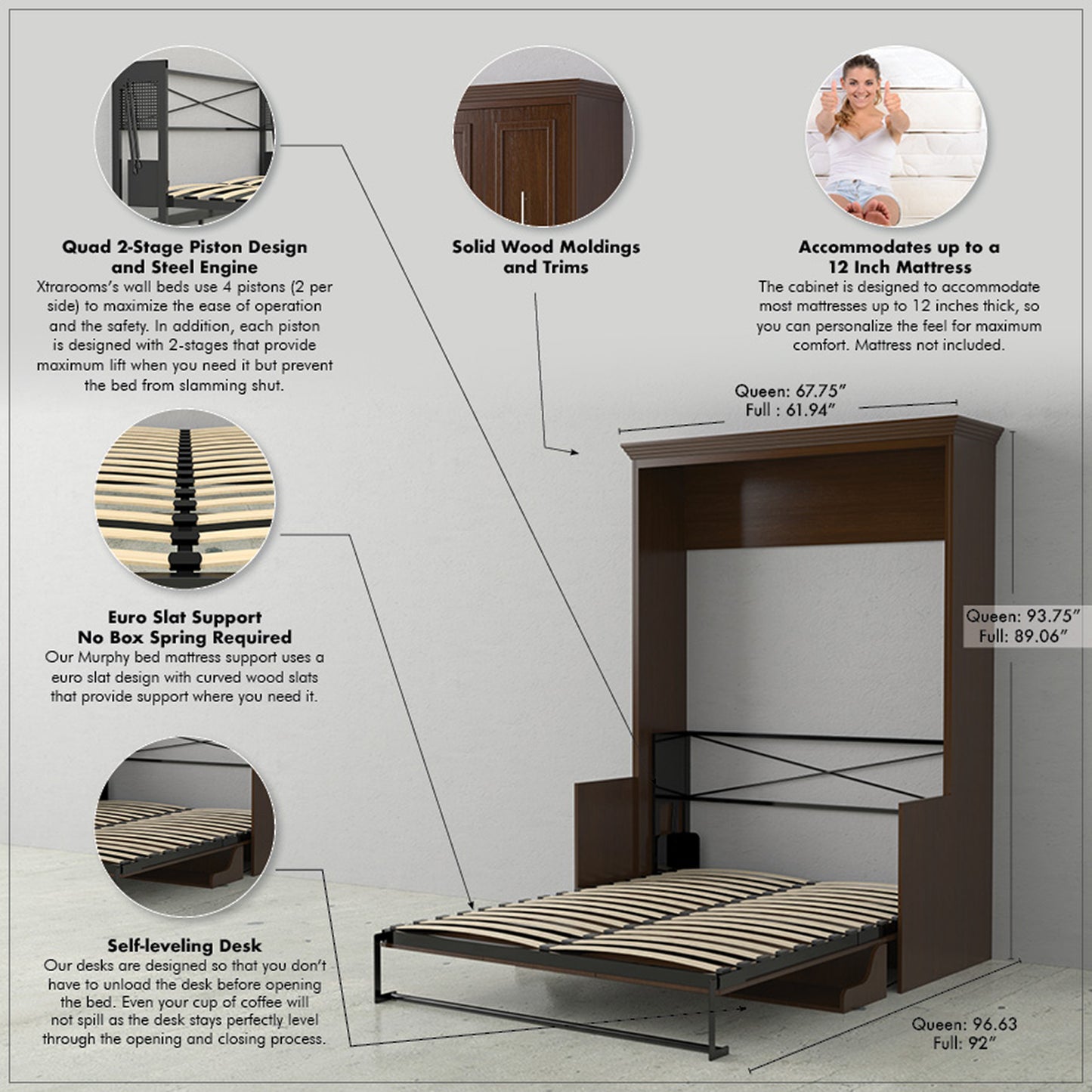 Carsyn Queen Murphy Bed with Desk